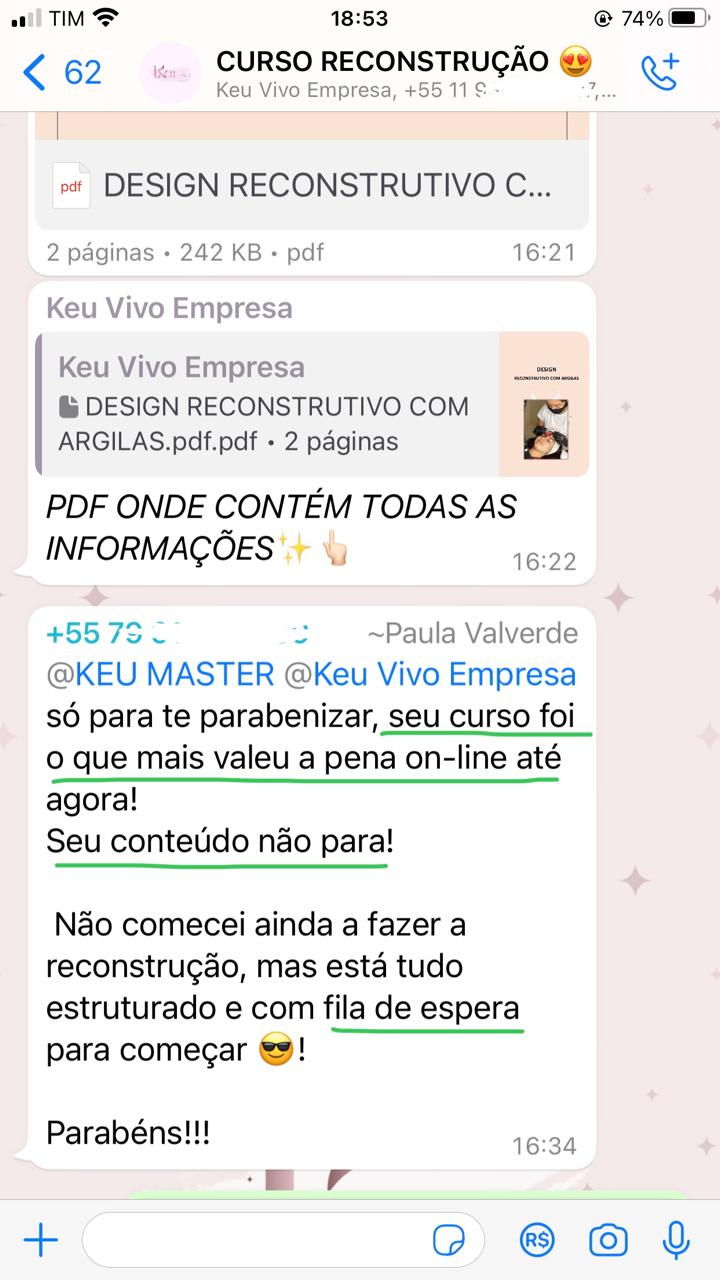 Print de aluna dizendo que o curso foi o que mais valeu a pena e já tem fila de espera